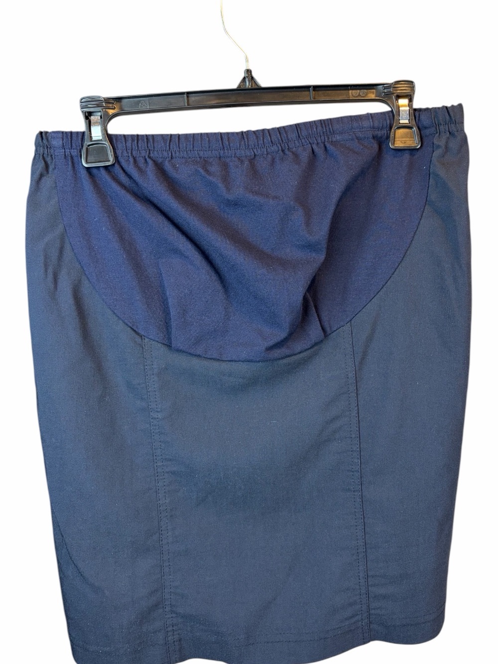 Motherhood Maternity Navy Blue Pencil Skirt Over Belly Panel Sz M Elastic Waist